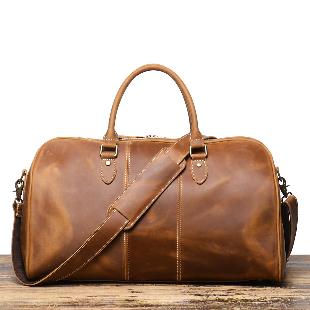 Vintage Cowhide Leather Weekender Travel Bag - Image 2