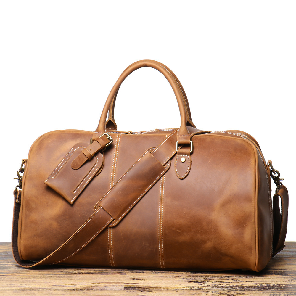Vintage Cowhide Leather Weekender Travel Bag - Image 3