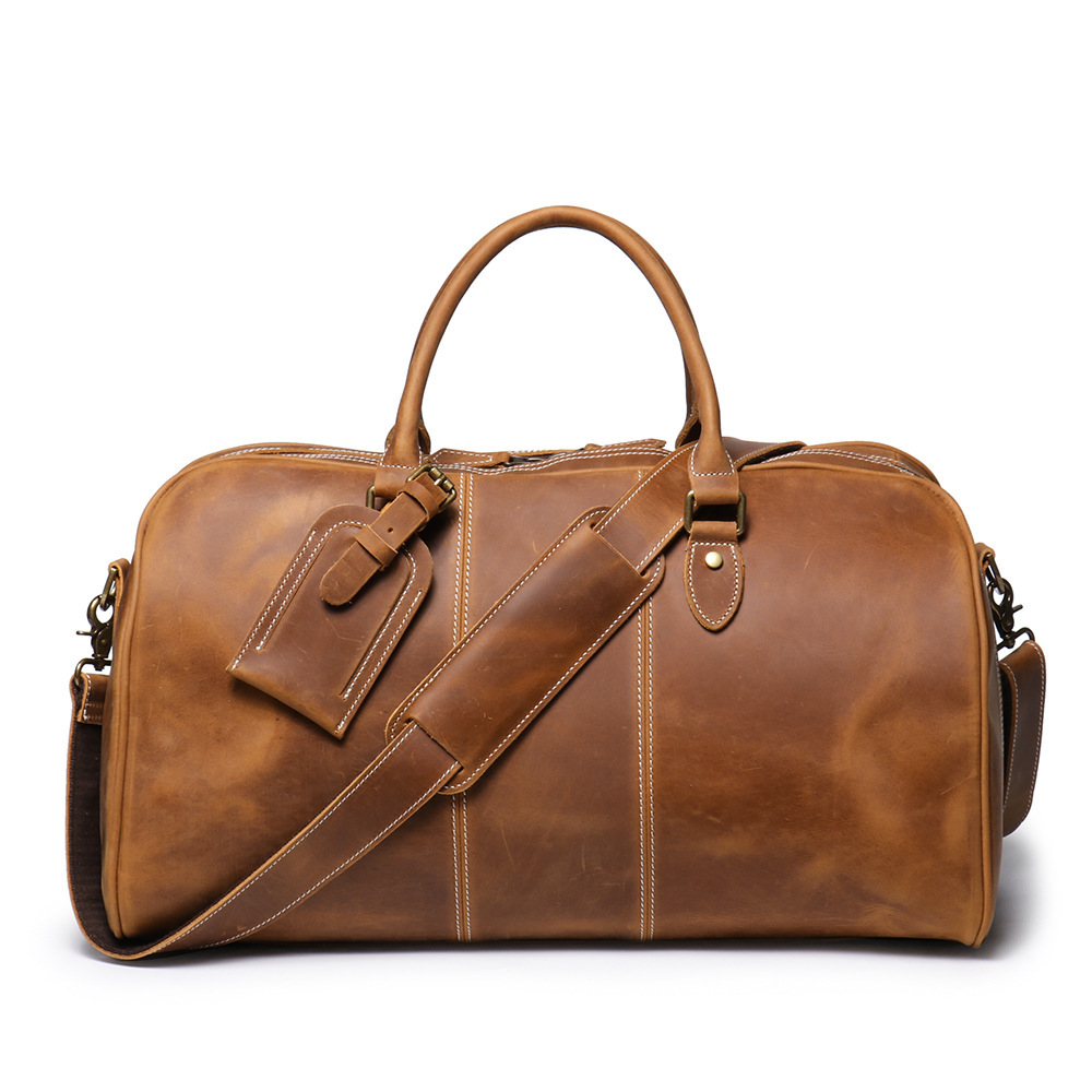 Vintage Cowhide Leather Weekender Travel Bag - Image 4