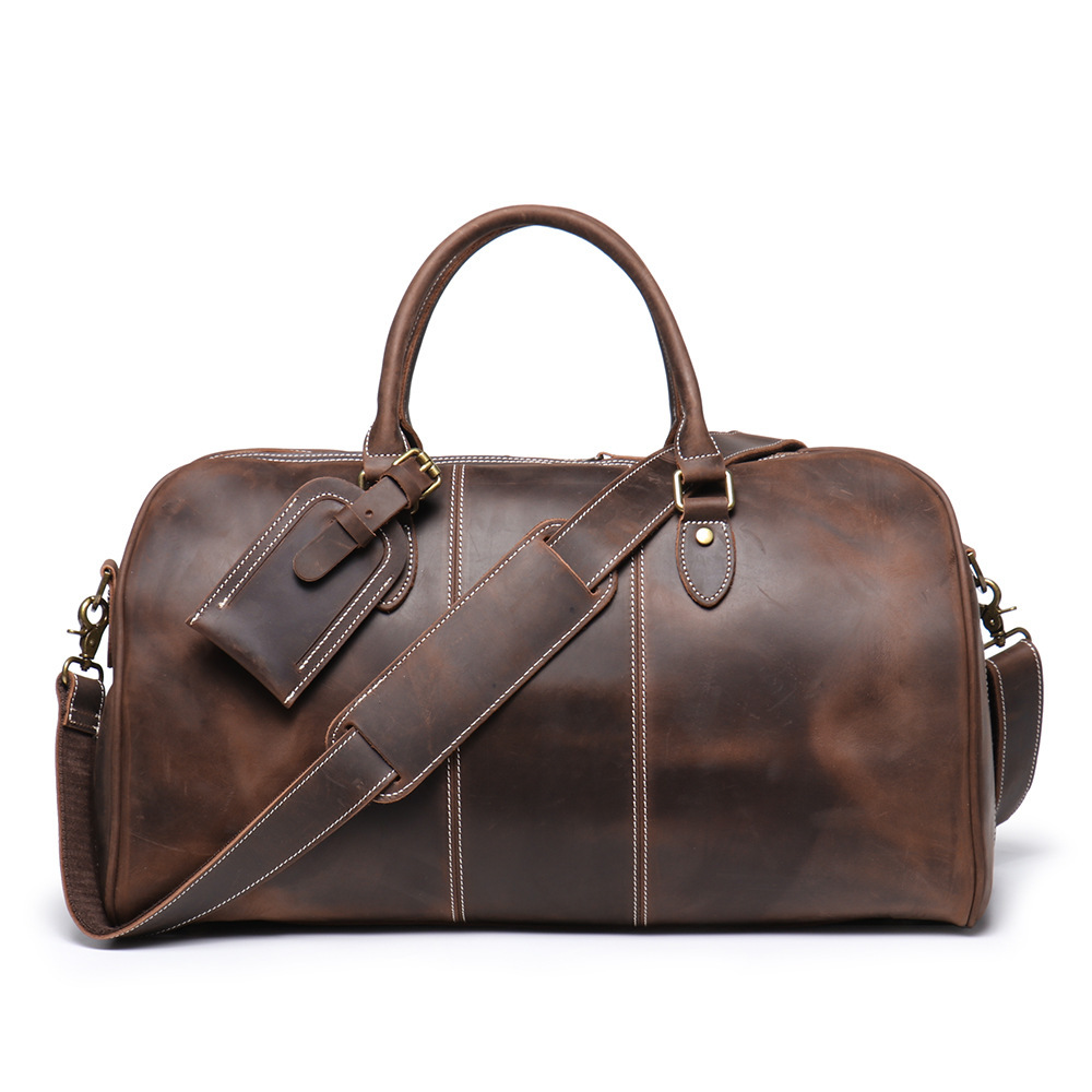 Vintage Cowhide Leather Weekender Travel Bag - Image 6