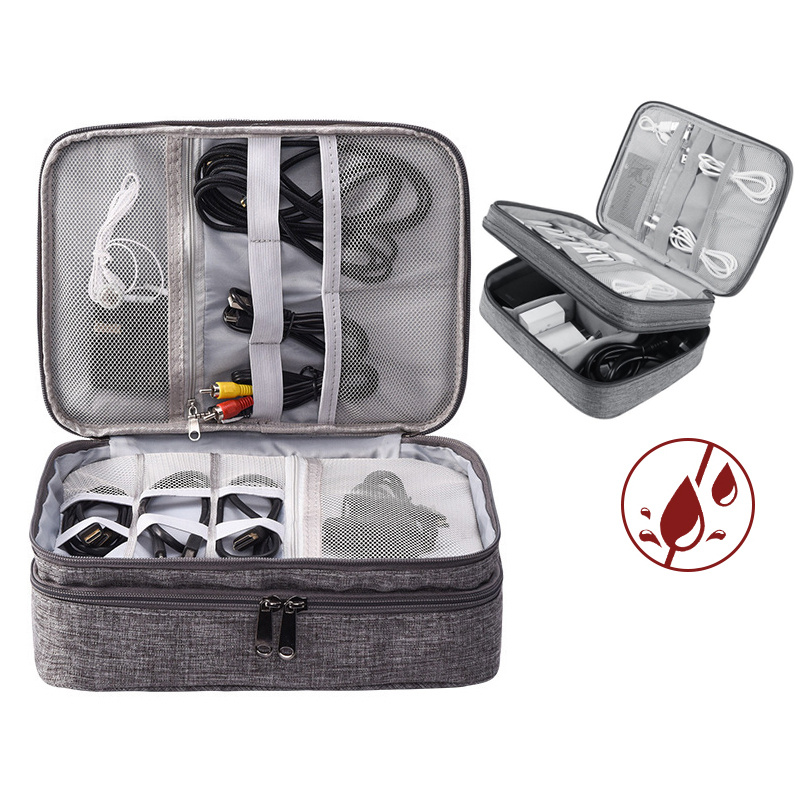 Double-Layer Travel Electronics Organizer Case
