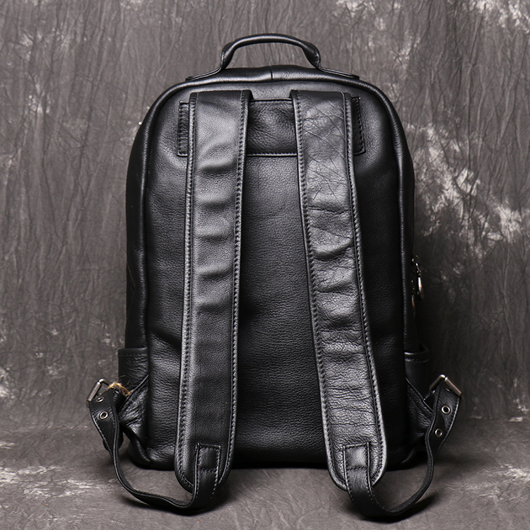 Men's Premium Cowhide Leather Travel Backpack – Large Capacity 15.6" Laptop Bag - Image 3