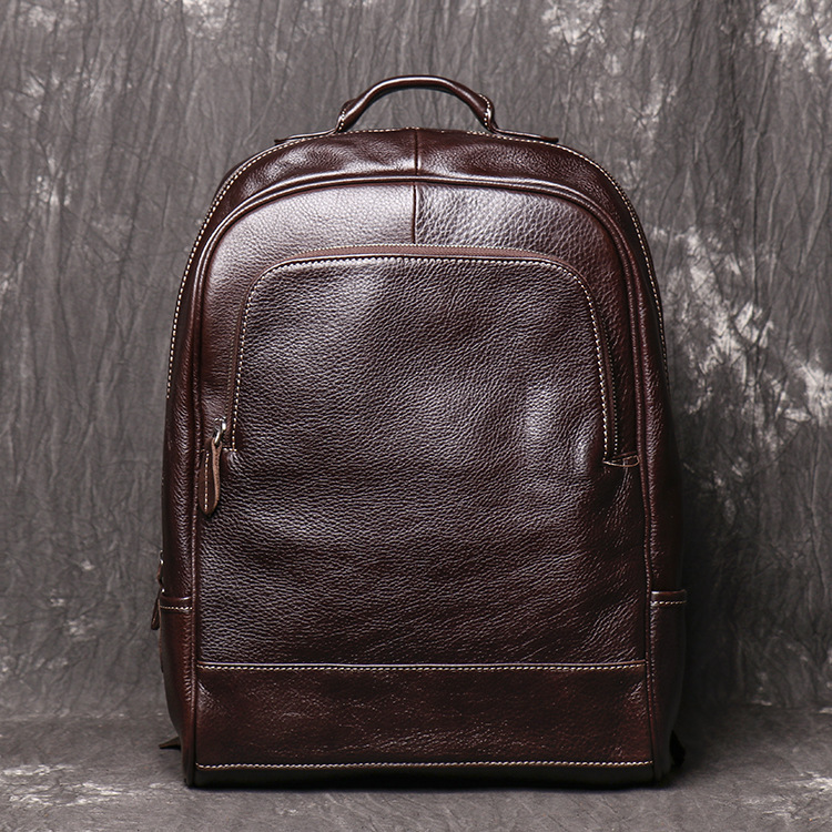 Men's Premium Cowhide Leather Travel Backpack – Large Capacity 15.6" Laptop Bag